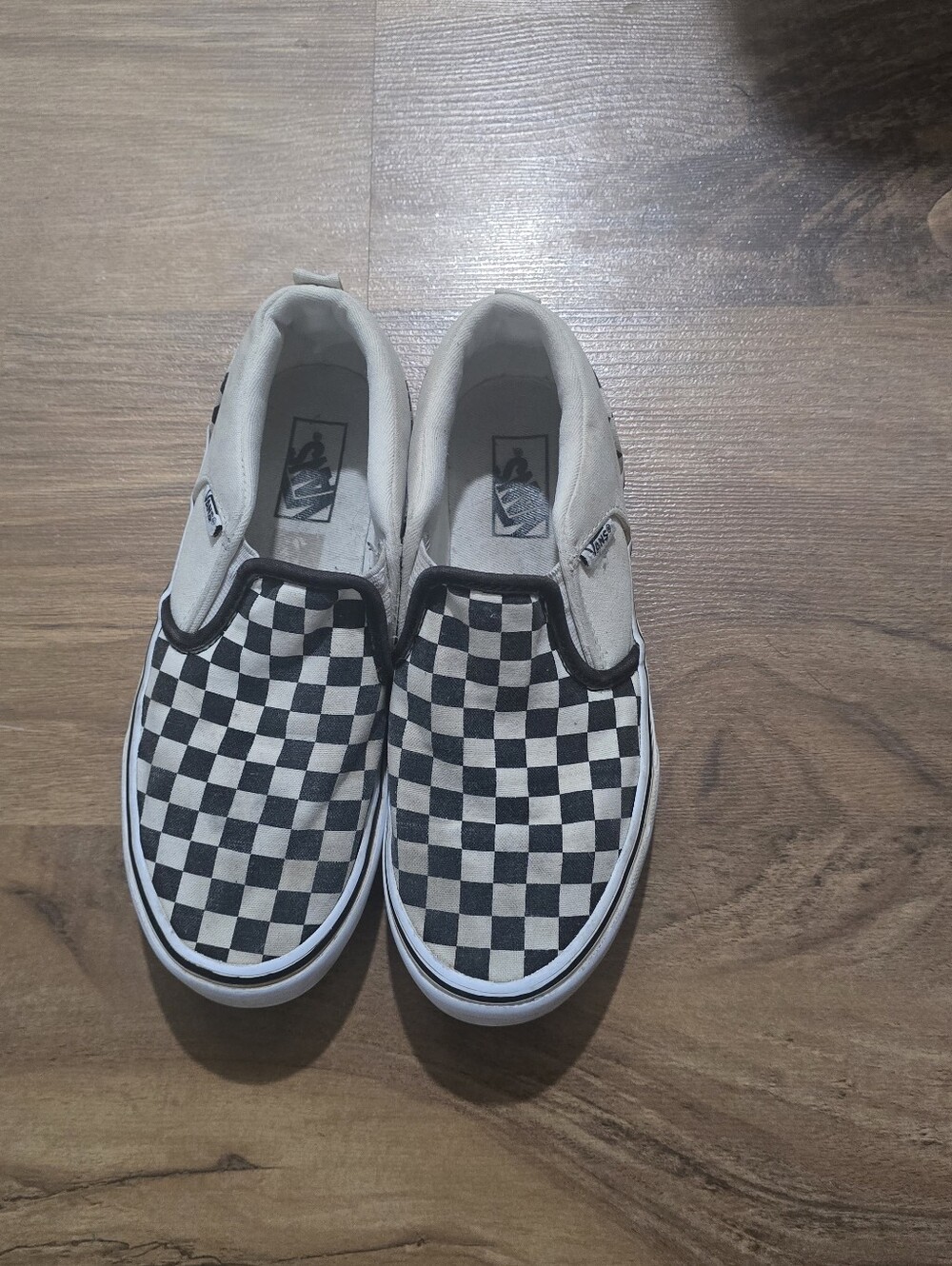 Vans Classic Checkerboard Slip On Kids Size 3 Black White Sneakers